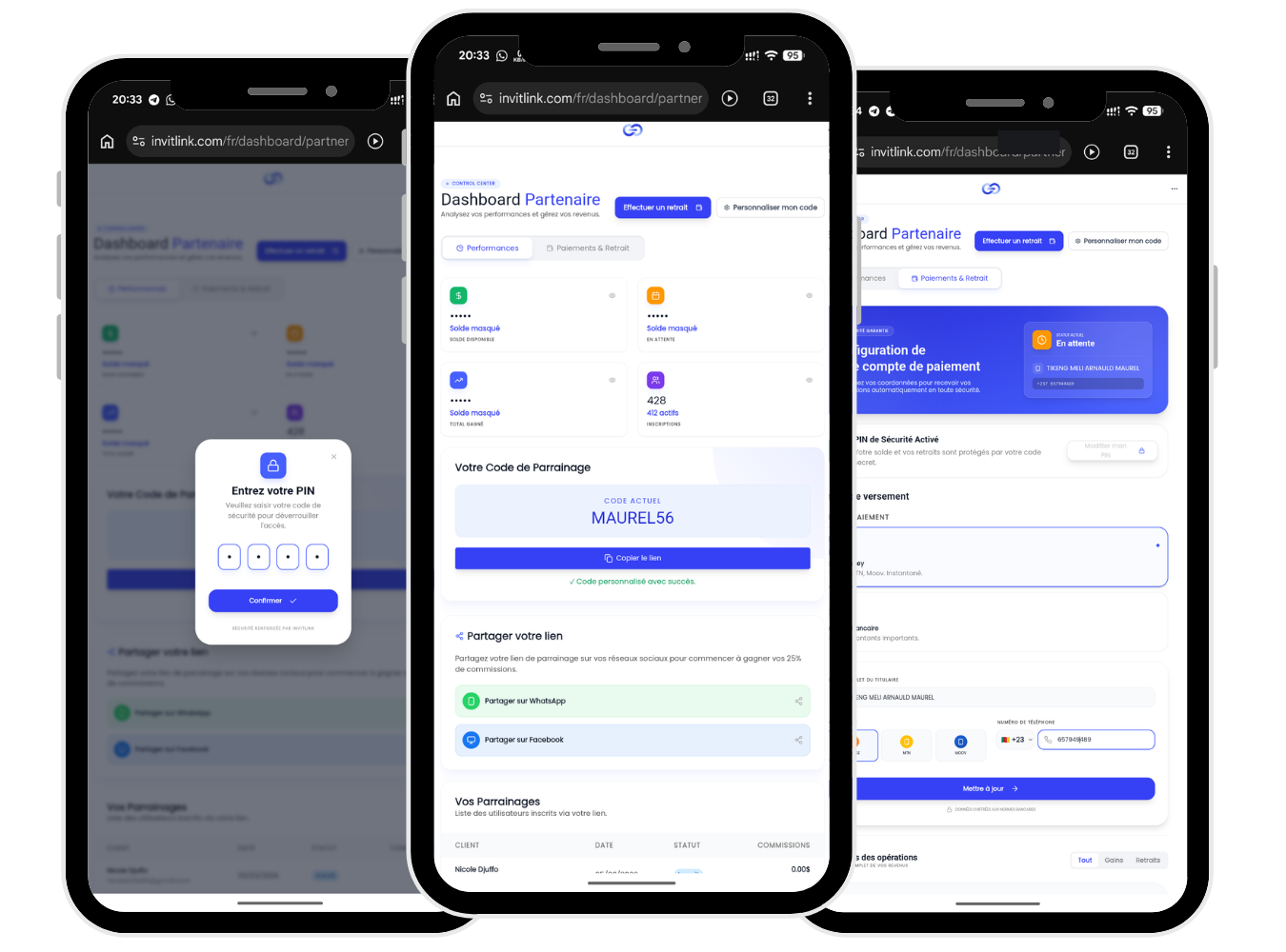 Espace de gestion Partenaire InvitLink